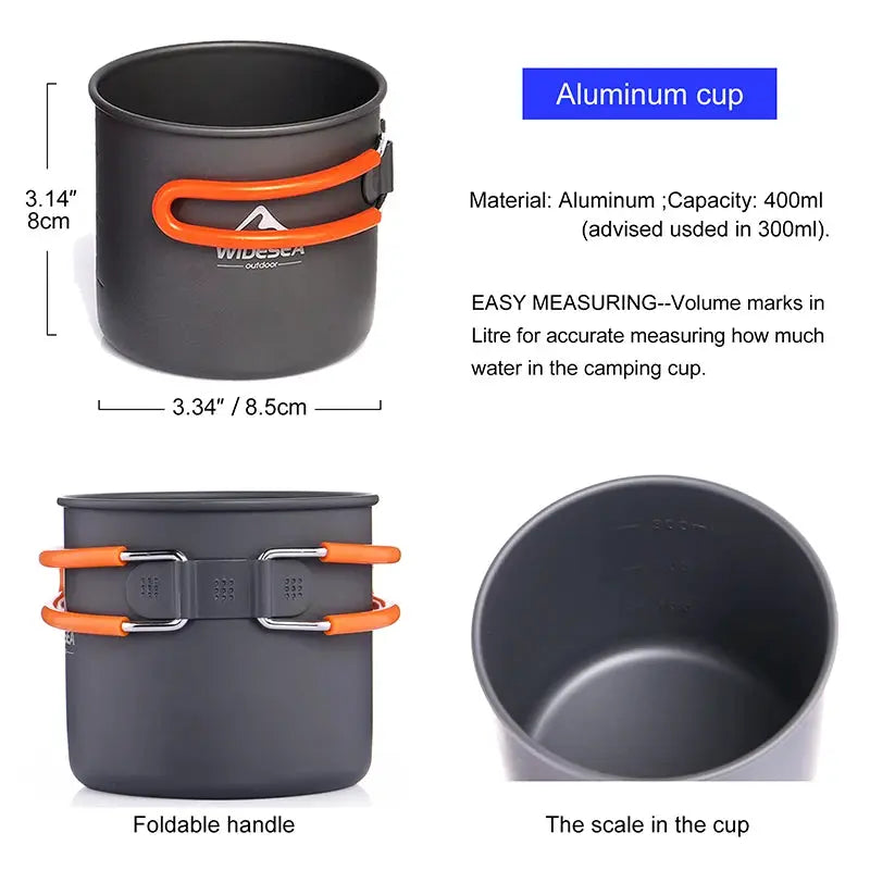 Widesea Camping Cookware Set Outdoor Tableware Equipment Supplies Burner Stove Folding Knife Fork Portable Pot Suit Tourism Cup by Beastly Survival Outlet