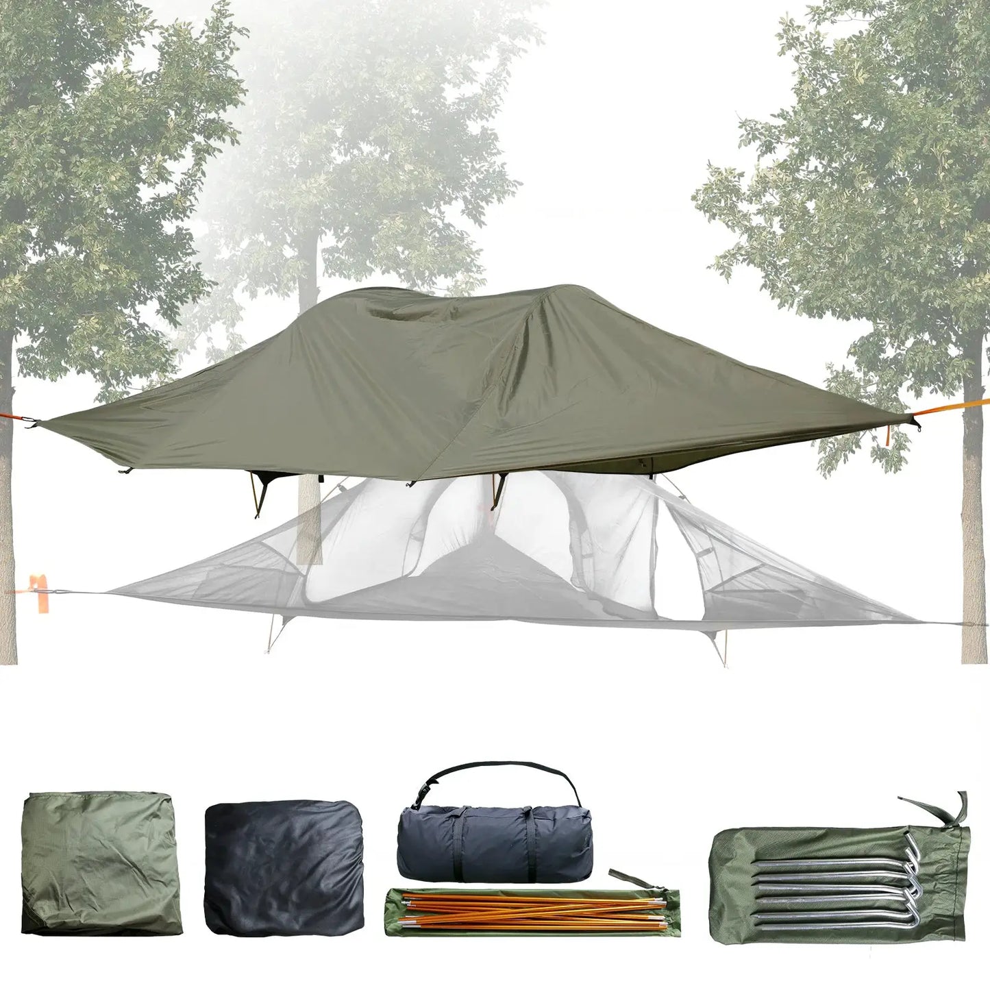 2 Person Tree Tent Hammock With Mosquito Net And Rainfly Pro by Beastly Survival Outlet