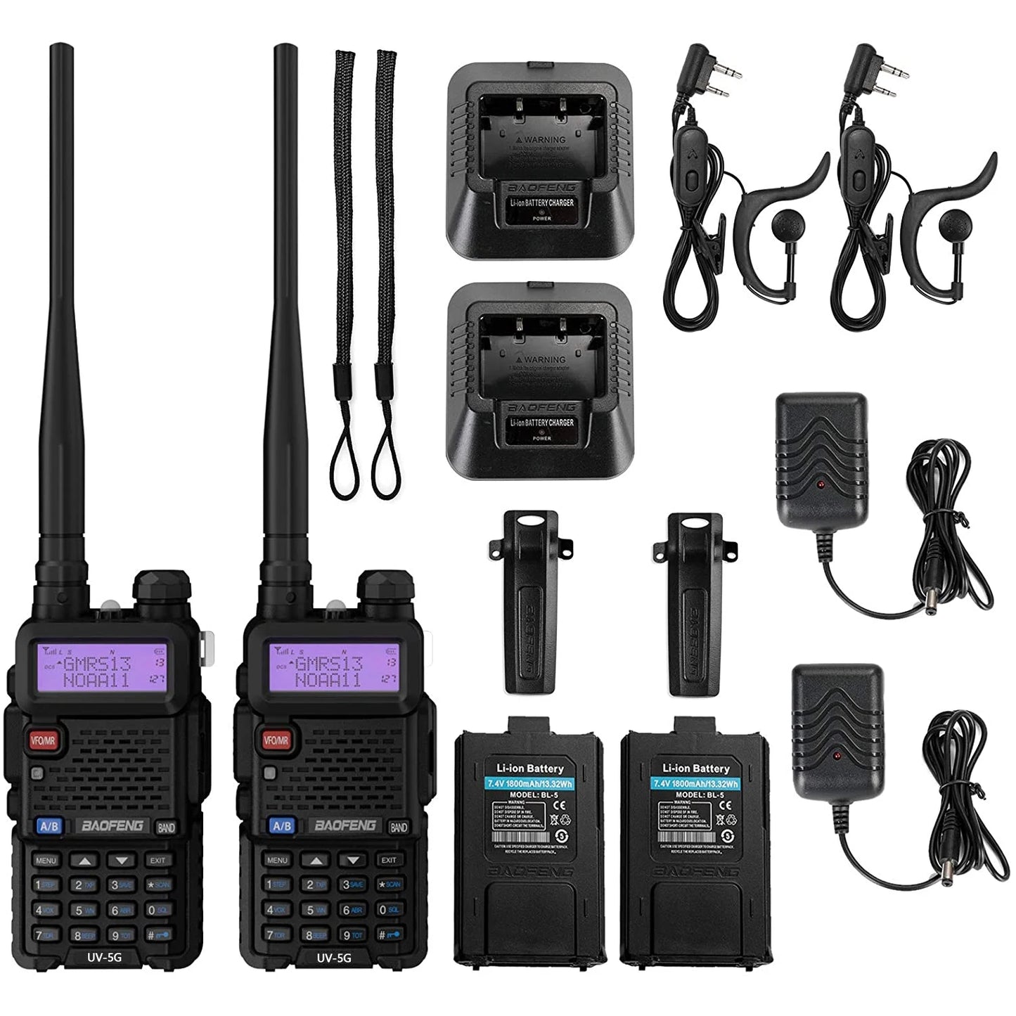Baofeng UV-5G GMRS Radio 2PCS with 128 Channels and Display