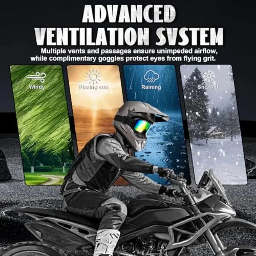 Full Face Dirt Bike Helmet DOT Certified ATV Kit Goggles Set by Beastly Survival Outlet