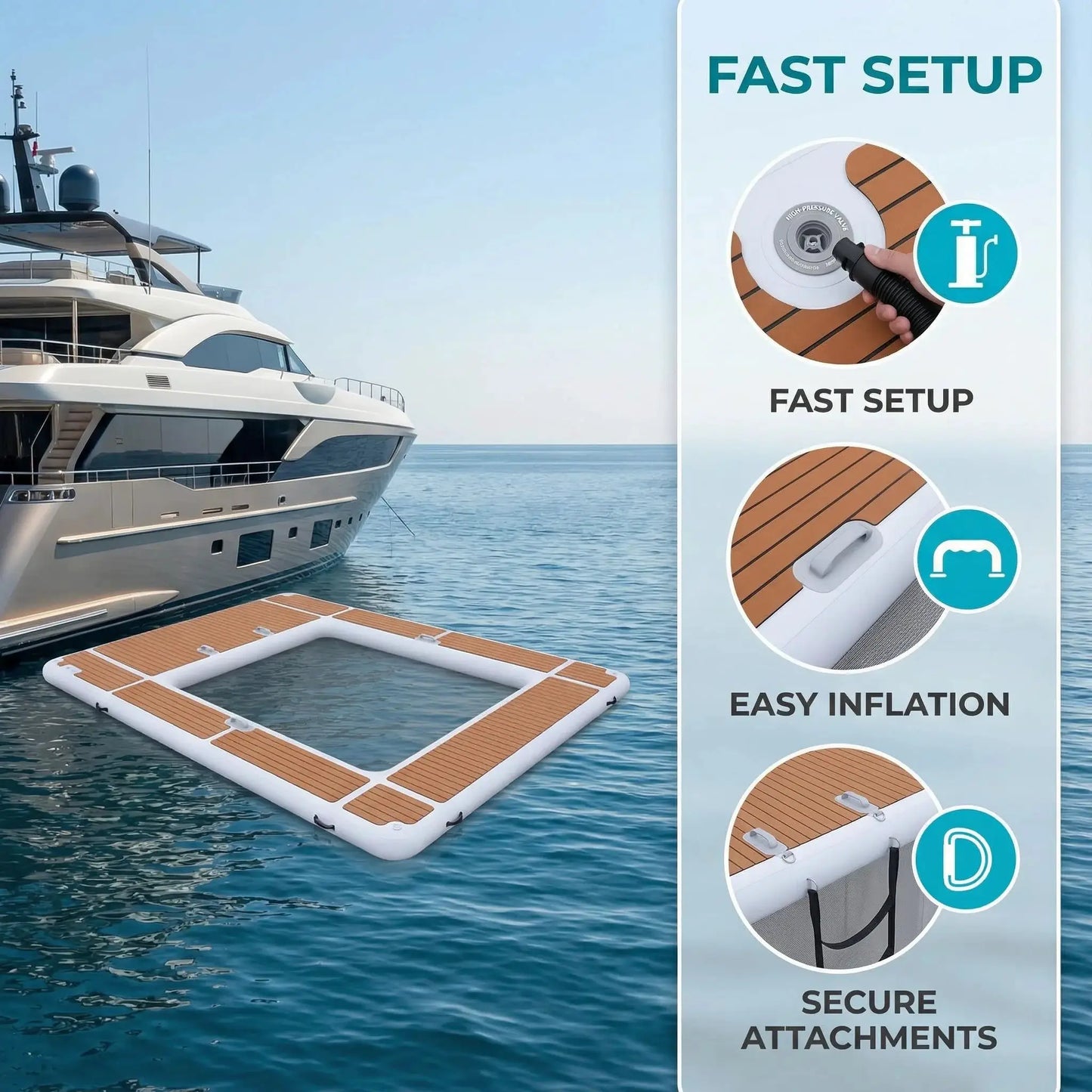 13FT Inflatable Pool Float Platform, Thick PVC Floating Dock with Non-Slip EVA Surface, Inflatable Floating Dock for Yacht/Boat by Beastly Survival Outlet