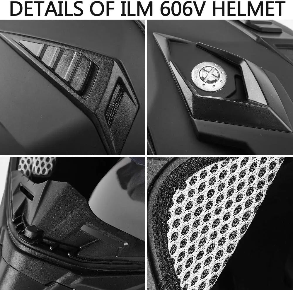 Dual Sport Motorcycle Helmet Full Face Visor DOT 606V