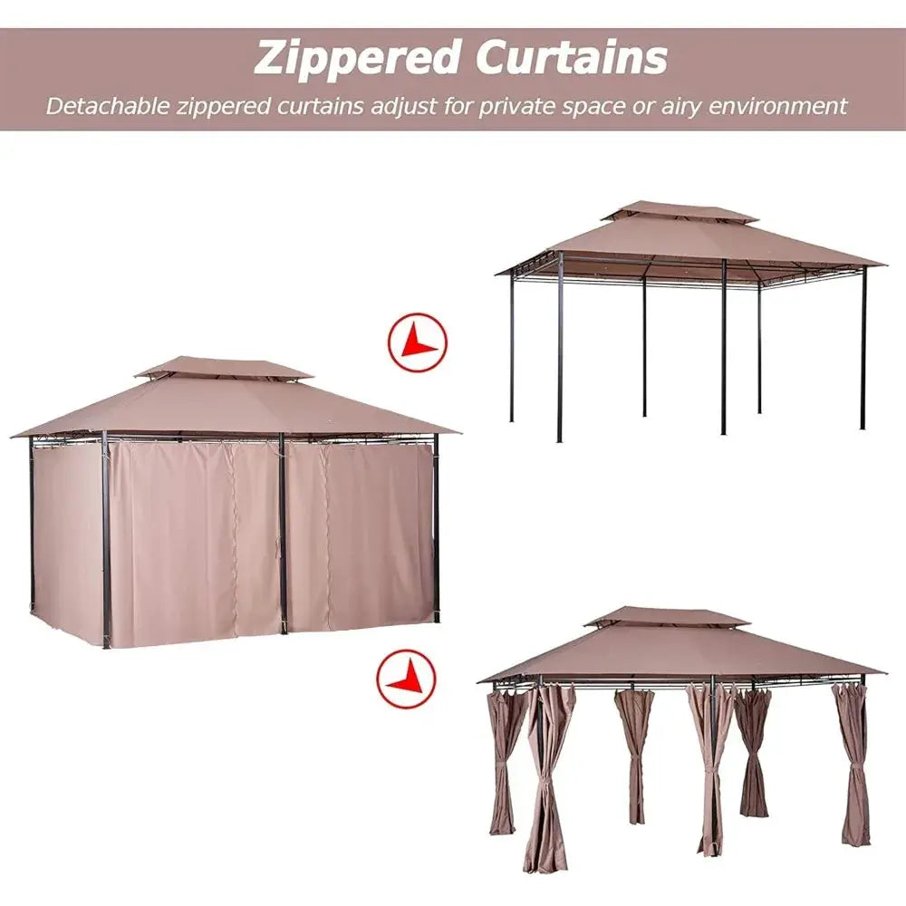 10x13 Patio Gazebo With Curtains Vented Roof And Steel Frame by Beastly Survival Outlet