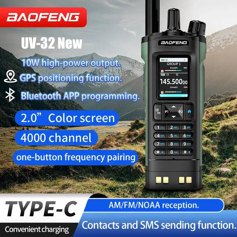 Baofeng UV32 Walkie Talkie GPS 10W Bluetooth App Programming by Beastly Survival Outlet