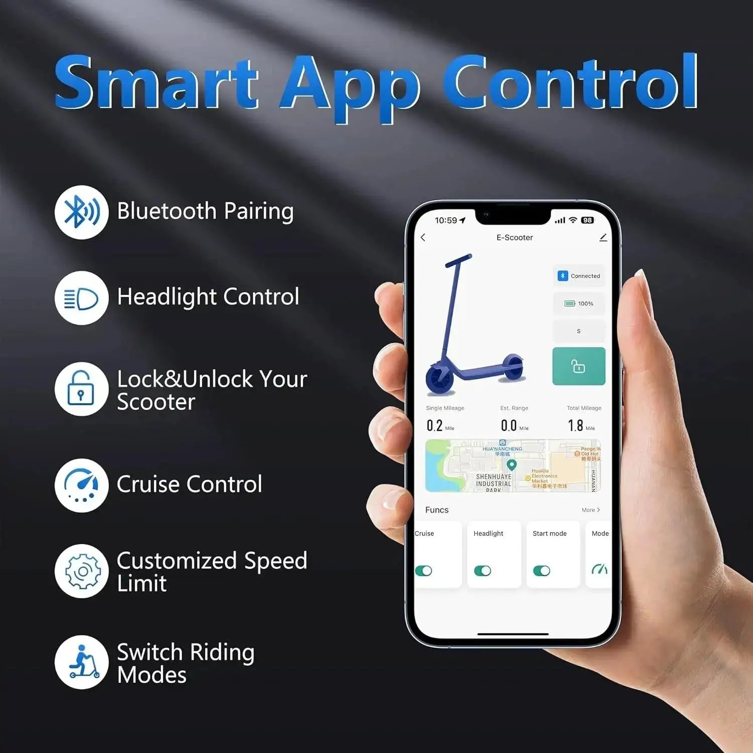 AOVOPRO ESMAX Electric Scooter 500W 22mph Adult APP Smart Scooter 28miles Shock-absorbing Anti-skid Folding Electric Scooter by Beastly Survival Outlet