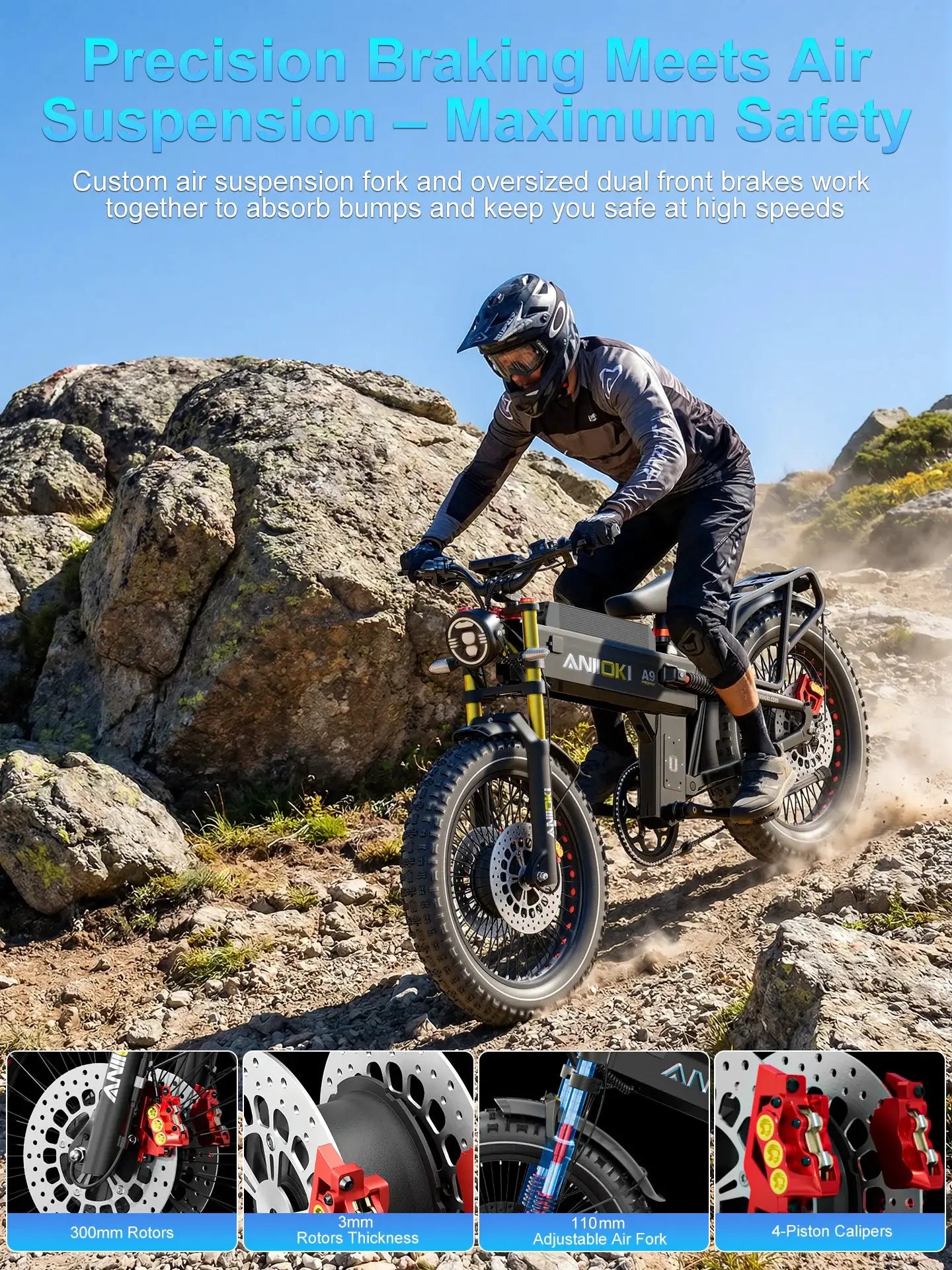 ANIIOKI Electric Bike adults 6000W Dual Motor 60V 70Ah 80Ah 47mph A9 Pro Max AWD Electric Bicycle Fat Tires 26"*4.8" ebike by Beastly Survival Outlet