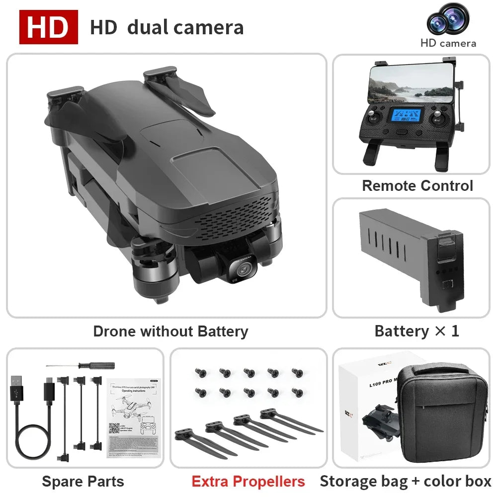 L109 Pro Max GPS Drone 4K 3 Axis PTZ Dual Camera Drone