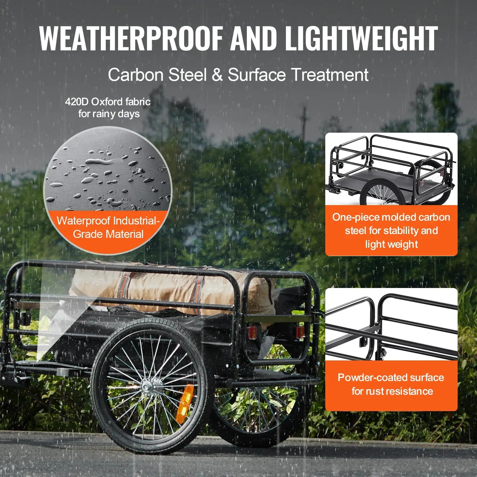 SucceBuy 160 lbs Bike Cargo Trailer Foldable Storage Bicycle Wagon Cart with 16" Wheels Safe Reflectors Fits 22"-28" Bike Wheels by Beastly Survival Outlet
