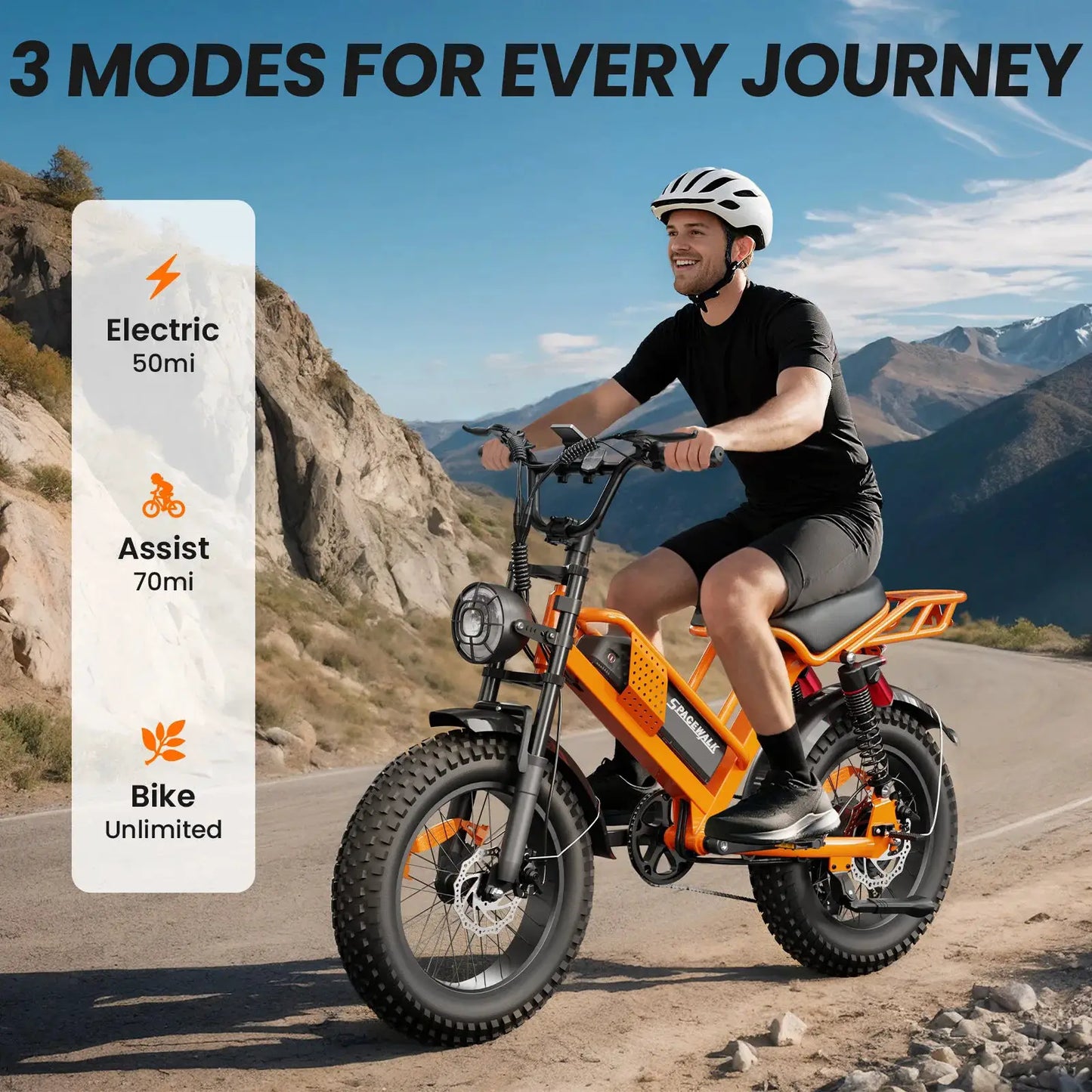 Spacewalk 2000W Electric Dirt Bike for Adults 20×4.0 Fat Tire Electric Bike UL Certified 720Wh Battery 70 Miles Long Range Off Road Mountain E-Bike Full Suspension Electric Bicycle by Beastly Survival Outlet