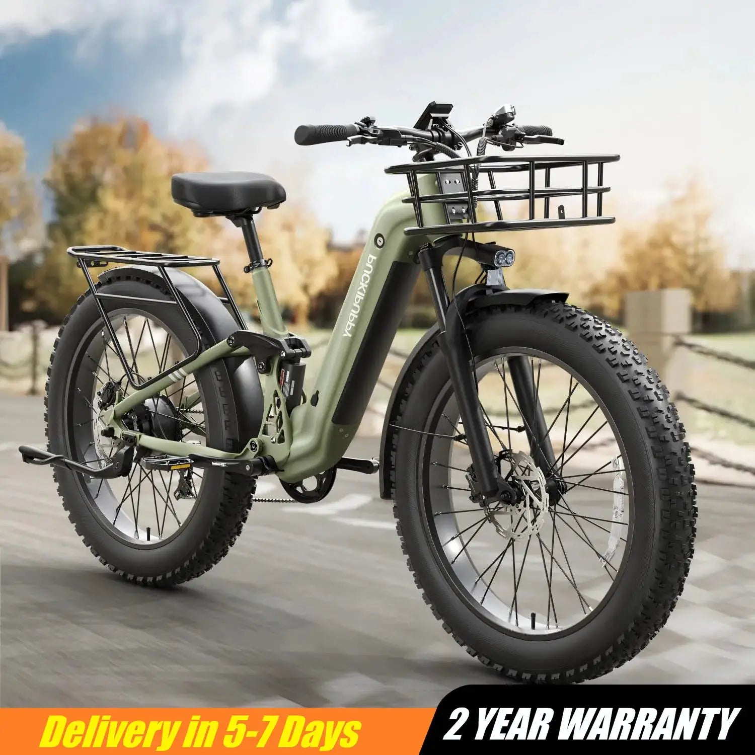 PUCKIPUPPY Boxer-ST Electric Bike 960W 48V 20AH Electric Bicycles 26" x 4" Fat Tire Full Suspension Ebike with 2-Year Warranty by Beastly Survival Outlet