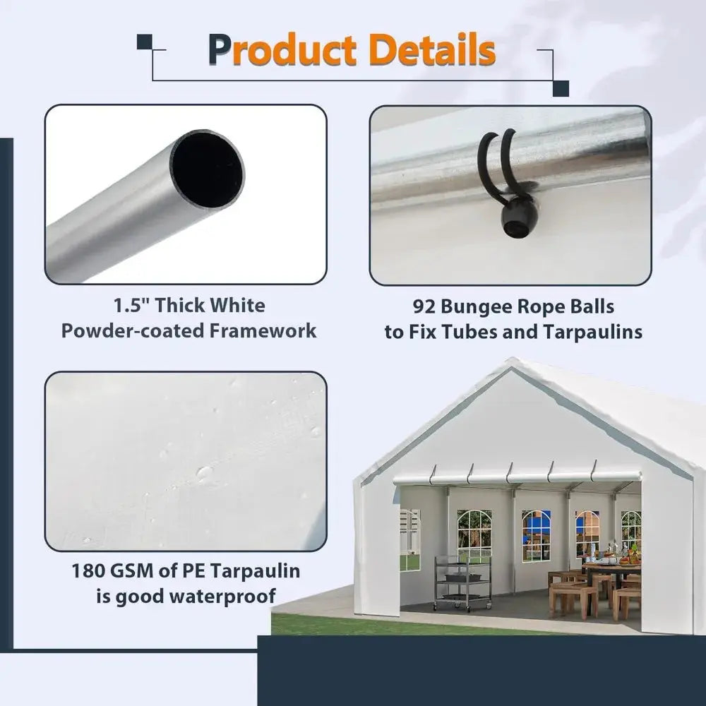 20x40ft Outdoor Heavy Duty Party Tent, Carport Wedding Event Shelter, Large Commercial Canopy with Removable Sidewalls, BBQ Wedd by Beastly Survival Outlet