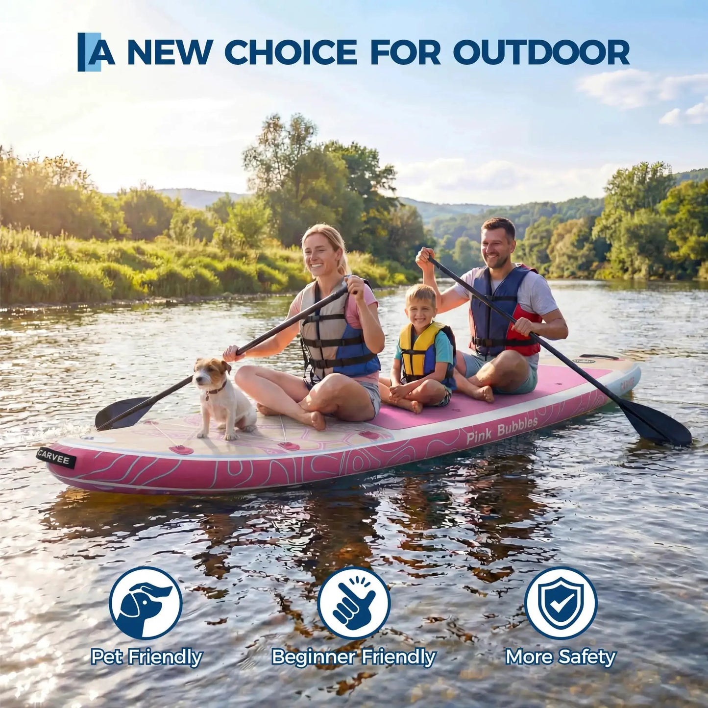 Extra Wide Stable Inflatable Stand Paddle Paddle Board for Adults & Youth – Ultra-Light PVC, Non-Slip EVA Deck, 450lbs Capacity, Adjustable Paddle, High Pressure Pump & Backpack by Beastly Survival Outlet