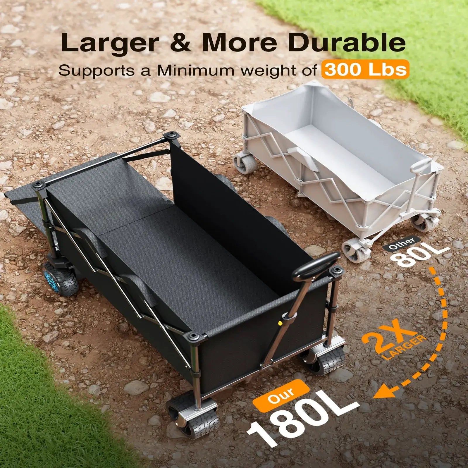 Foldable Electric Utility Wagon - Dual/Single 300W Motor Options, 6.5" All-Terrain Wheels - Perfect for Camping, Gardening & Shopping. by Beastly Survival Outlet