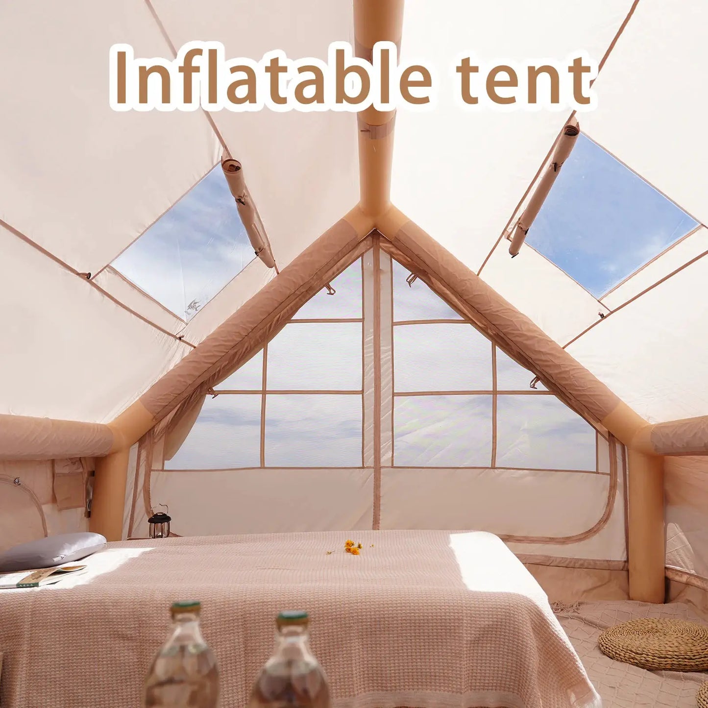 4-8 Person Inflatable Camping Tent - Quick-Setup Air Frame, 4-Season Waterproof Shelter with Stove Jack & Portable Design. by Beastly Survival Outlet