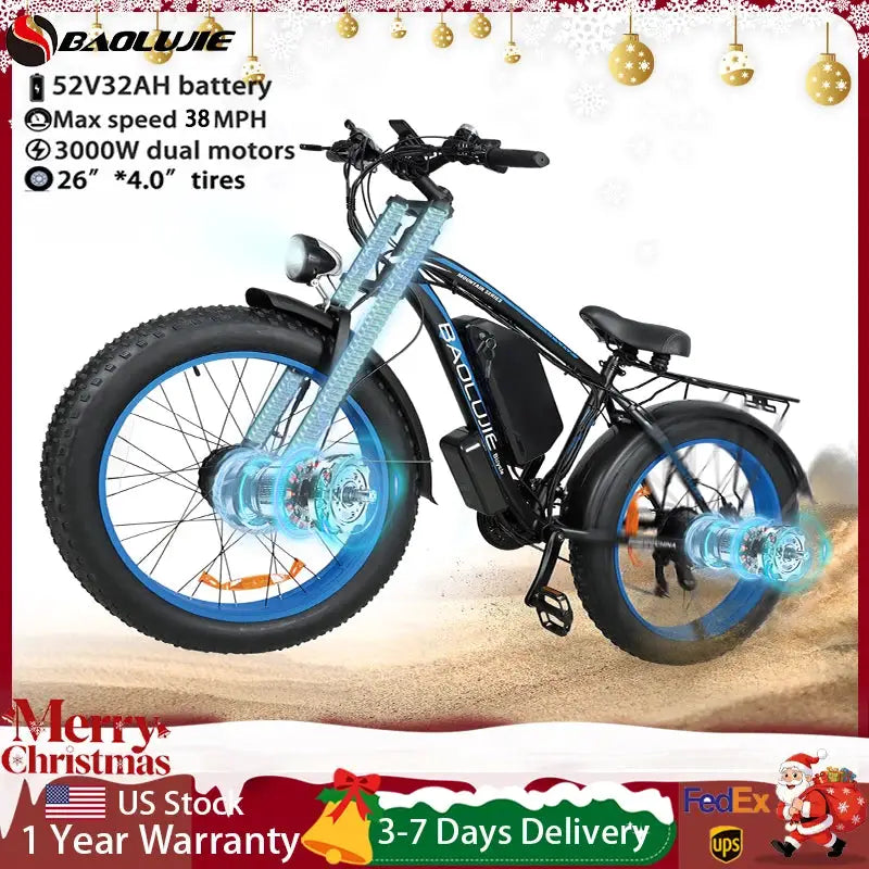 Baolujie Peak Dual Motor Electric Bike 3000W 5000W 48V 38MPH by Beastly Survival Outlet