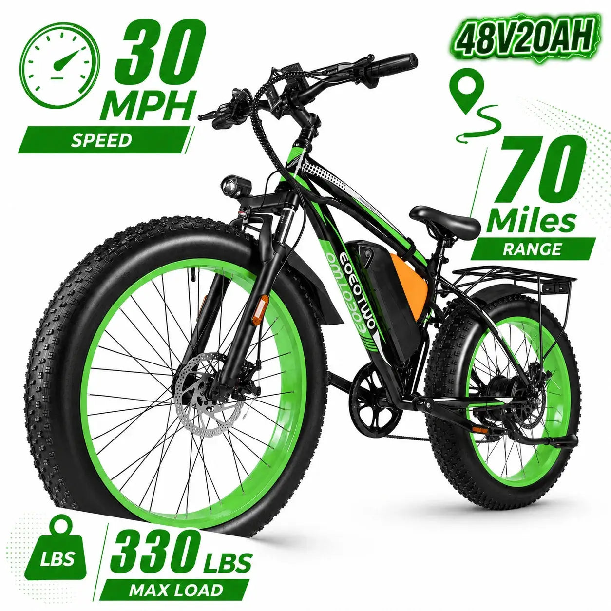 26" Fat Tire Electric Bike for Adults 48V 20Ah Battery 1000W Motor (Peak 1500W) 25-30MPH Fast Mountain Ebike Snow Beach Bicycle by Beastly Survival Outlet