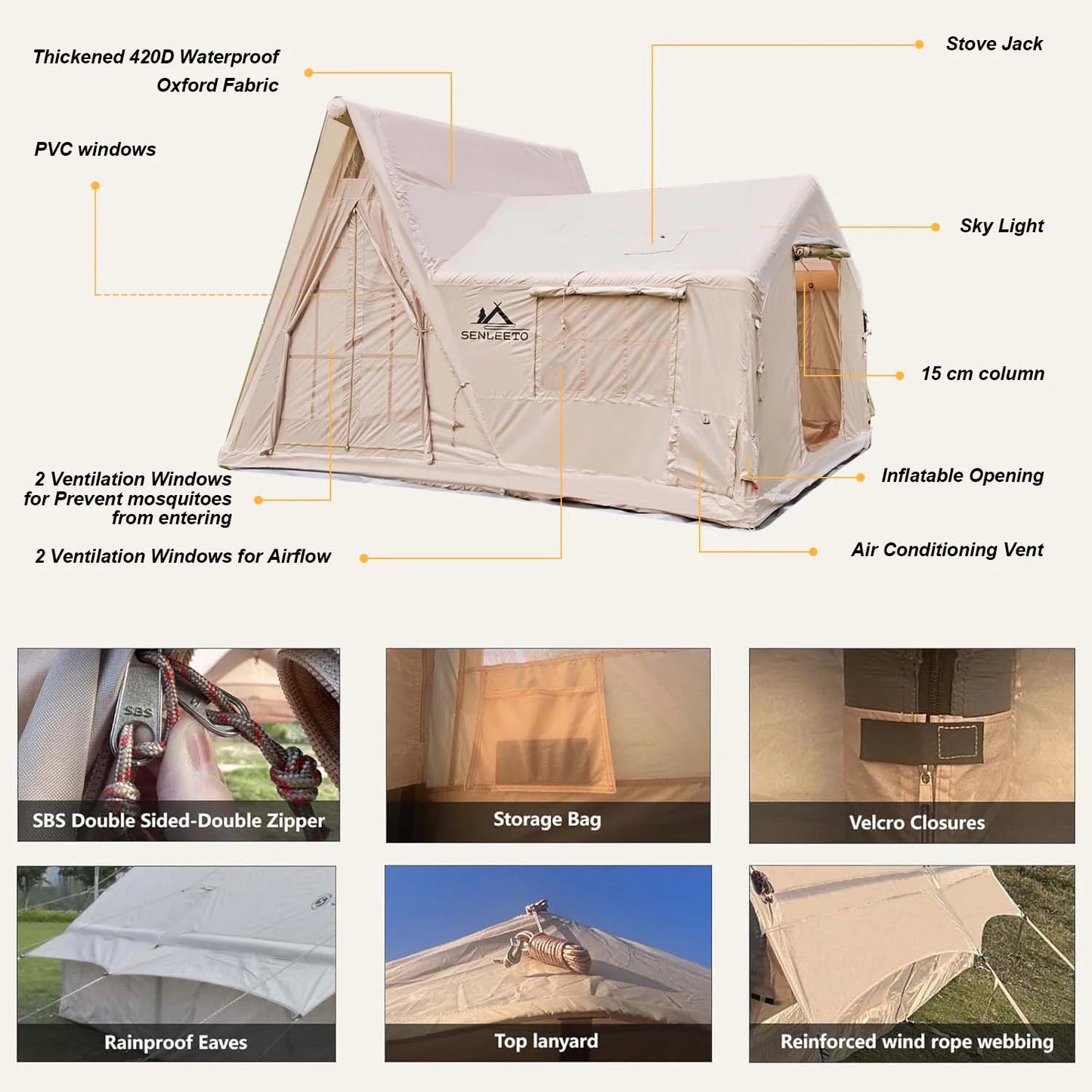 Large Inflatable Cabin Tent 8 To 10 Person 135 Sq Ft