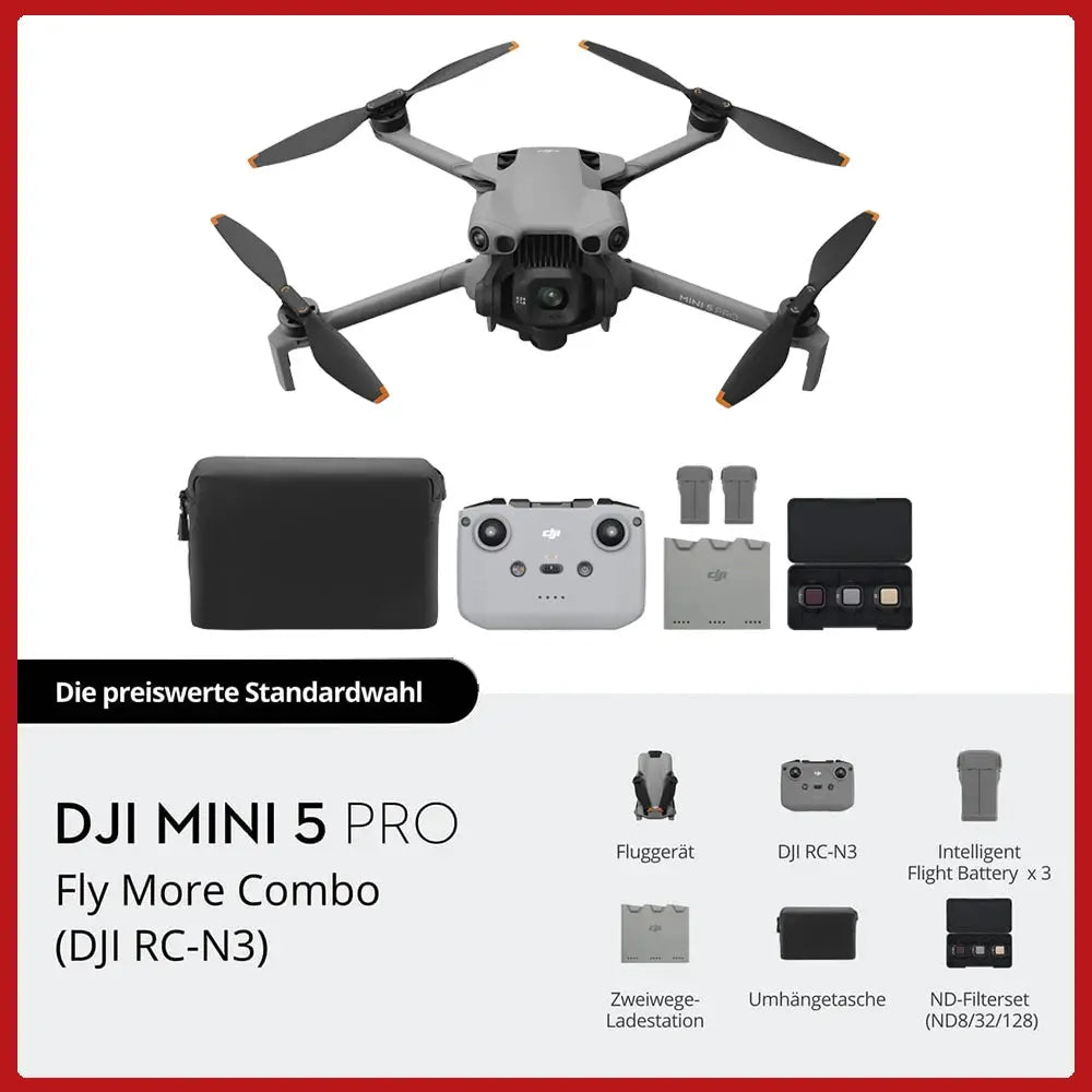 DJI Mini 5 Pro Camera Drones Ultra-Light Foldable Mini 5 Pro Drone with 1-Inch CMOS 4K Camera Omnidirectional Obstacle Sensing ActiveTrack 360° 225° Gimbal 20km Transmission for Beginners by Beastly Survival Outlet