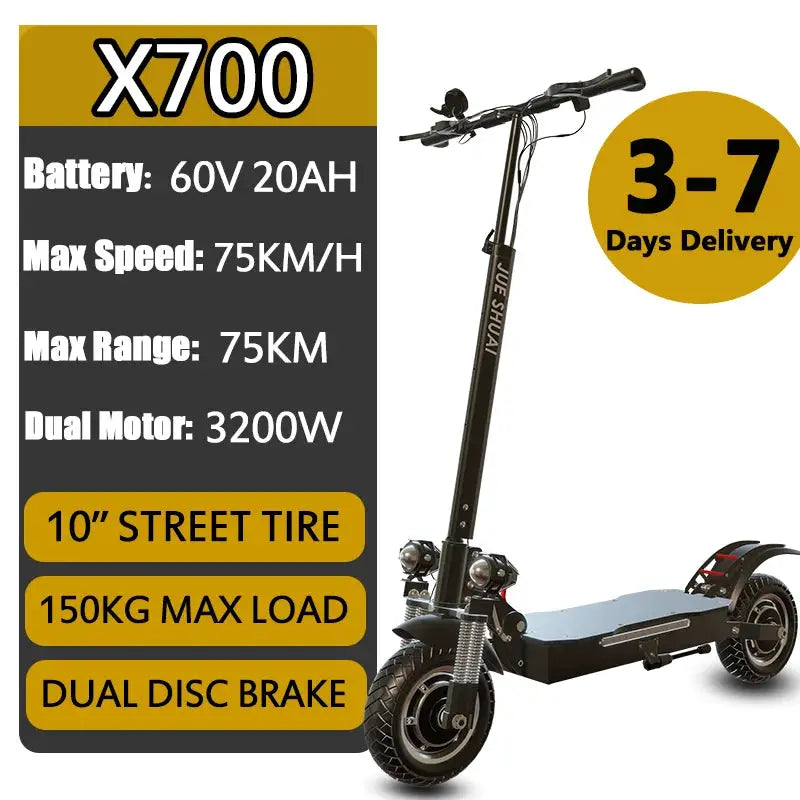 3200W/6000W Dual Motor Electric Scooter for Adults 20AH-26AH Lithium Battery Foldable Electric Scooter with Seat/No Seat by Beastly Survival Outlet