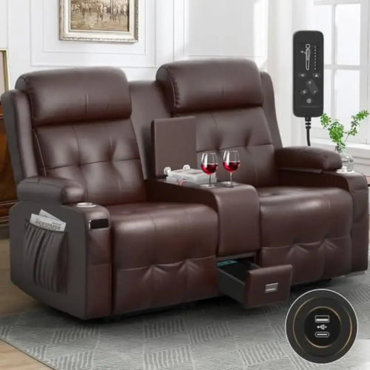 Massage Reclining Loveseat With Storage Console USB C PortRV