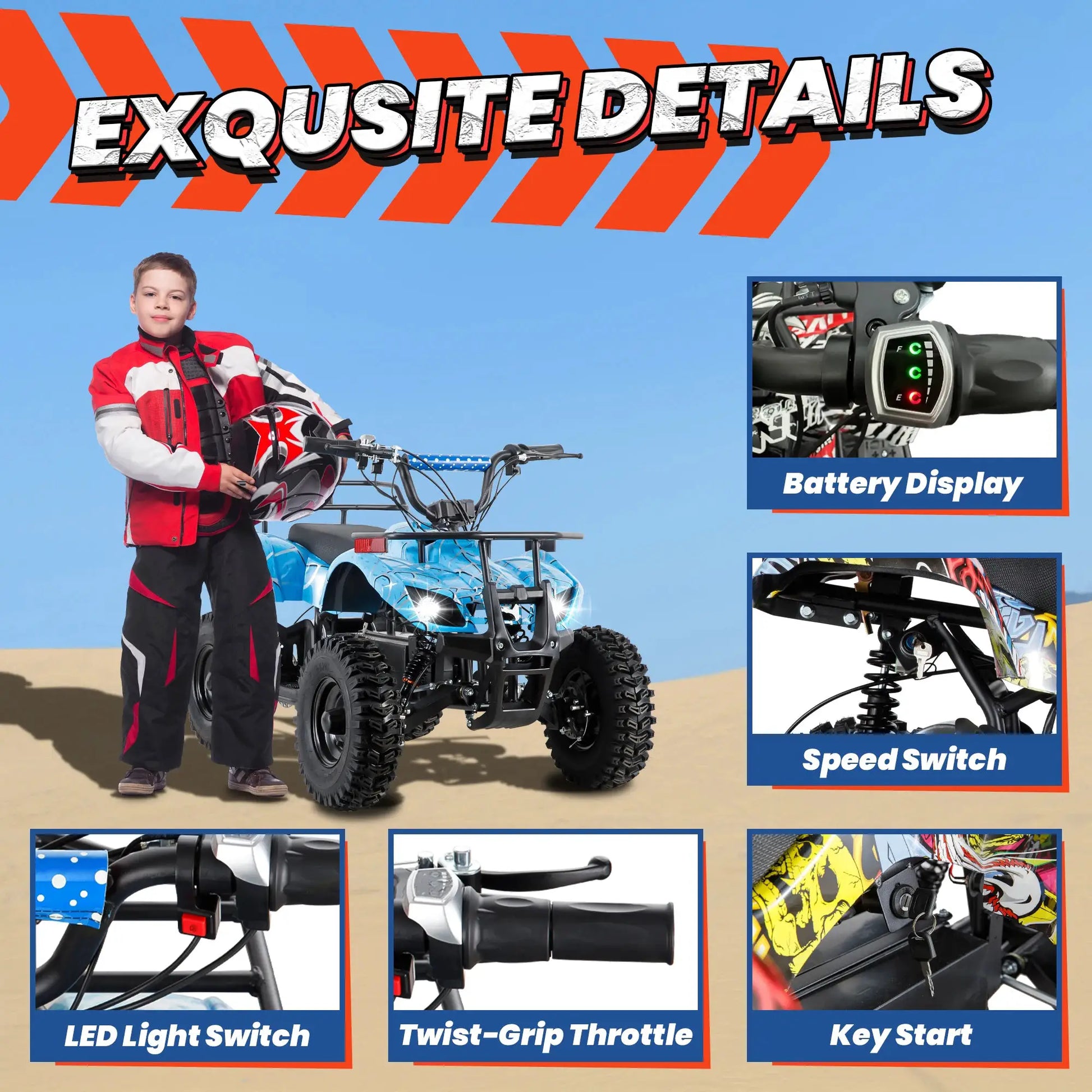 36V Electric ATV Quad With 500W Brushless Motor For Kids Fun by Beastly Survival Outlet