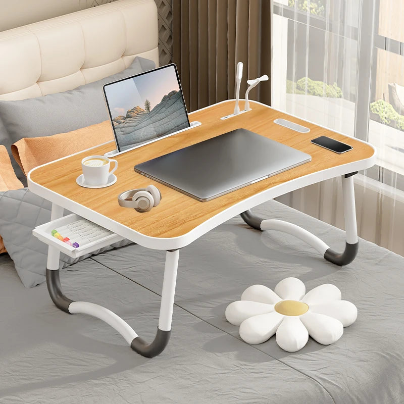 Portable Laptop Table With USB Light Cup Holder Foldable