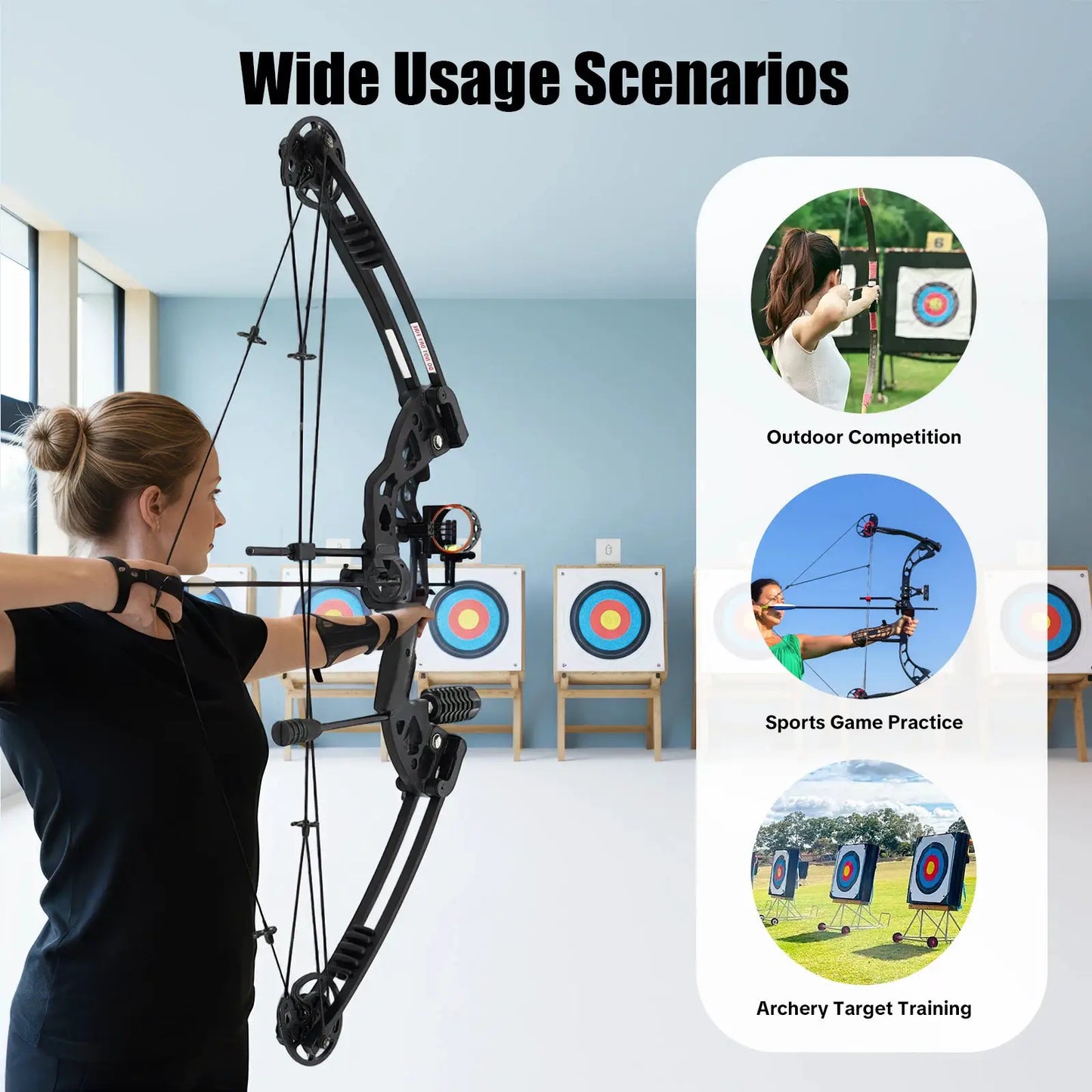 Compound Bow Hunting Kit with 12 Arrows 3-Pin Sight Adjustable Draw Weight and Length for Archery Enthusiasts,Beginners by Beastly Survival Outlet