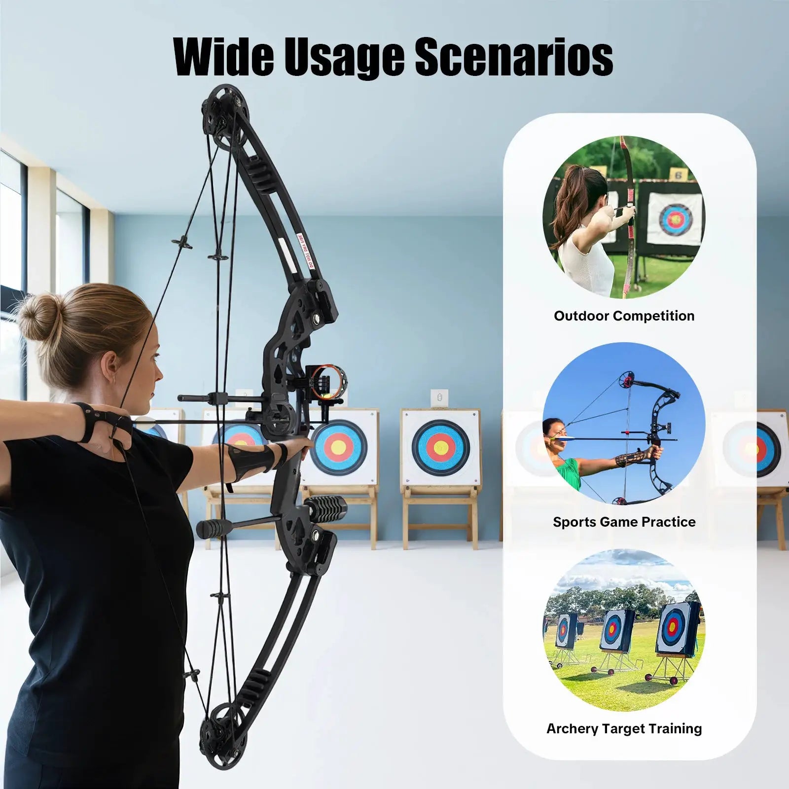 Compound Bow Hunting Kit with 12 Arrows 3-Pin Sight Adjustable Draw Weight and Length for Archery Enthusiasts,Beginners by Beastly Survival Outlet