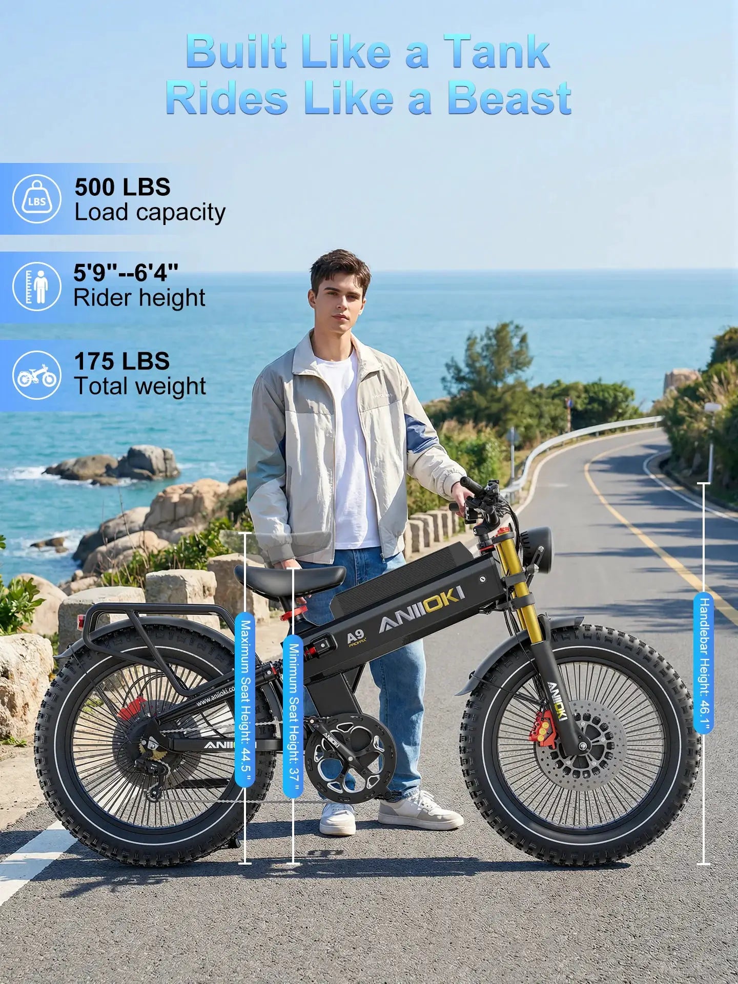 ANIIOKI Electric Bike adults 6000W Dual Motor 60V 70Ah 80Ah 47mph A9 Pro Max AWD Electric Bicycle Fat Tires 26"*4.8" ebike by Beastly Survival Outlet