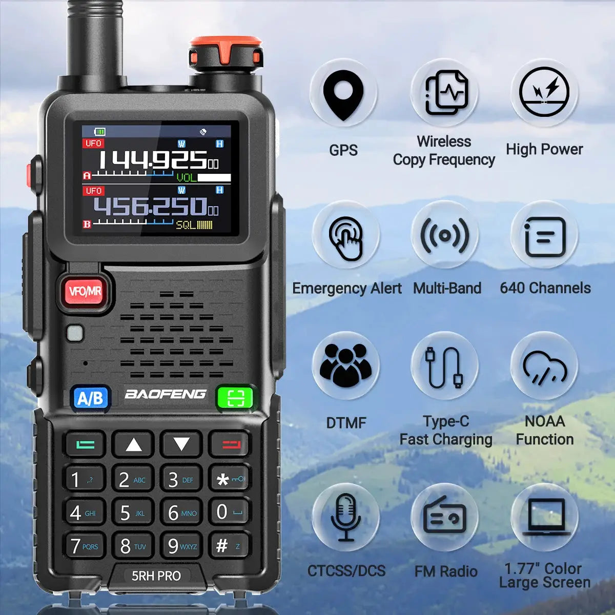 Baofeng UV5RH Pro GPS Walkie Talkies Long Range BandPro NOAA by Beastly Survival Outlet