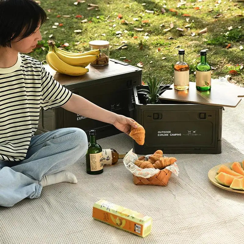 Outdoor Camping Folding Storage Box With Lids And Handles