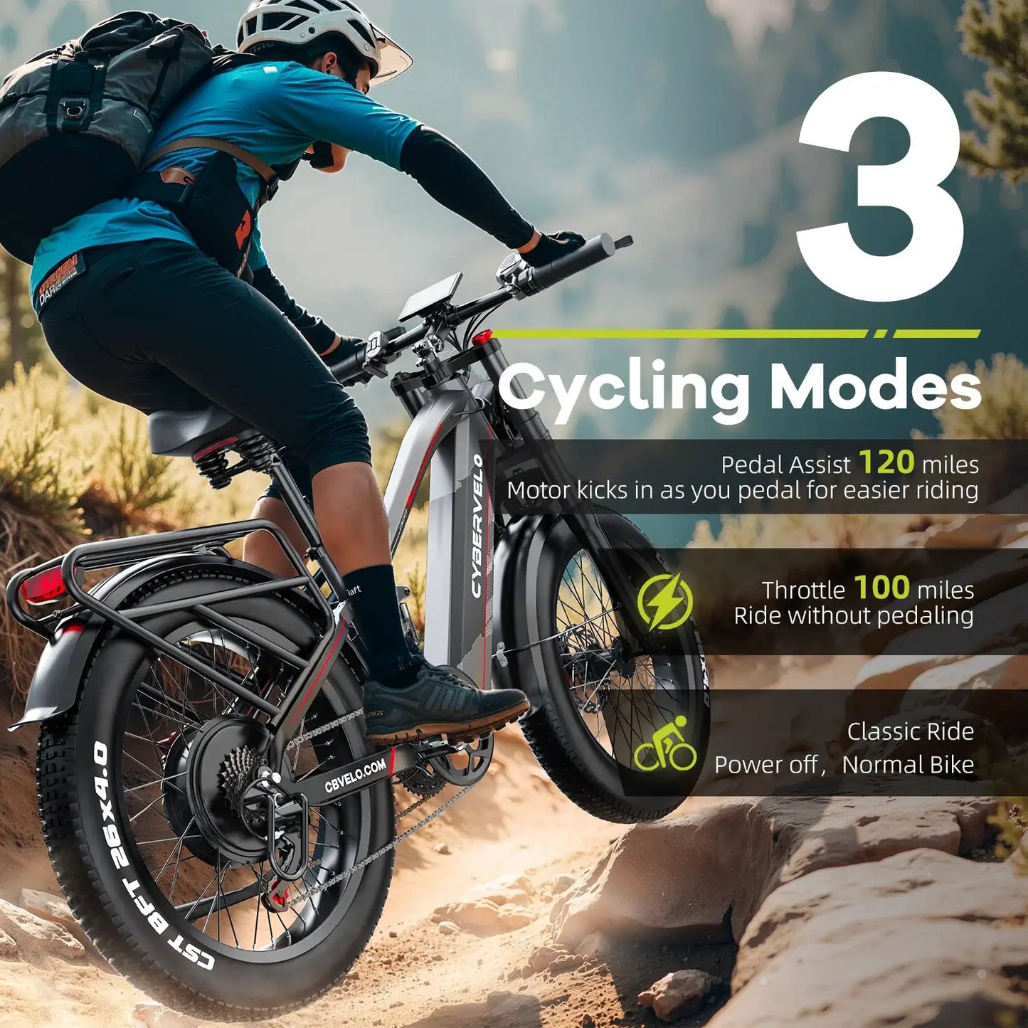 Cybervelo Strong Power Ebike, 5000W Motor Off Road Electric Bike, 100 Miles Long Range, 26"x4.0” Fat Tire, 40Ah Big Battery EK9 by Beastly Survival Outlet