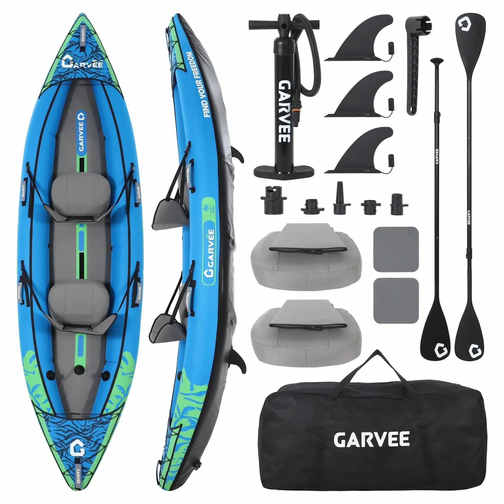 Two Person Inflatable Kayak For Fishing Padded Seats Pro Pack by Beastly Survival Outlet