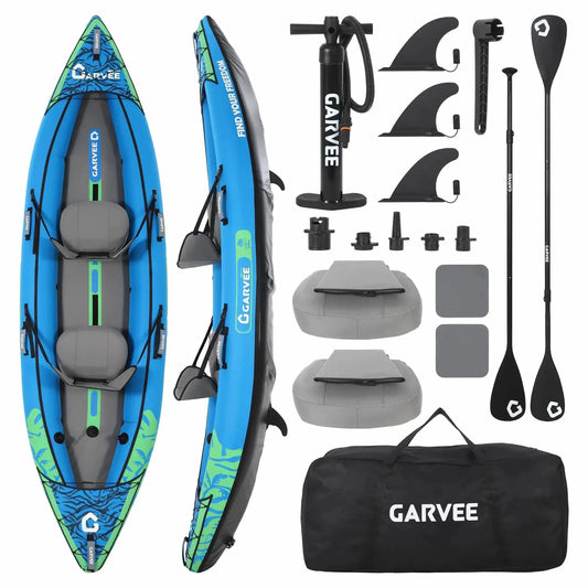 Two Person Inflatable Kayak For Fishing Padded Seats Pro Pack by Beastly Survival Outlet