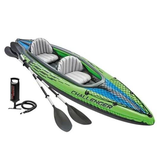 Inflatable Kayak for Outdoor Adventure: SuperStrong PVC Material Blue Color Includes Deluxe Paddles and High-Output Pump Adjust by Beastly Survival Outlet
