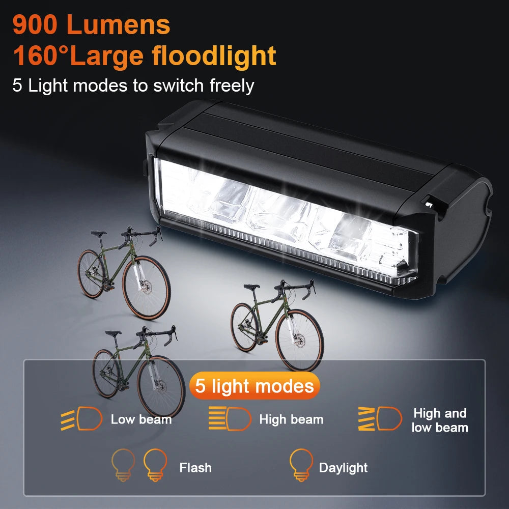 USB Rechargeable Bike Front Light 900 Lumens Night Cycling