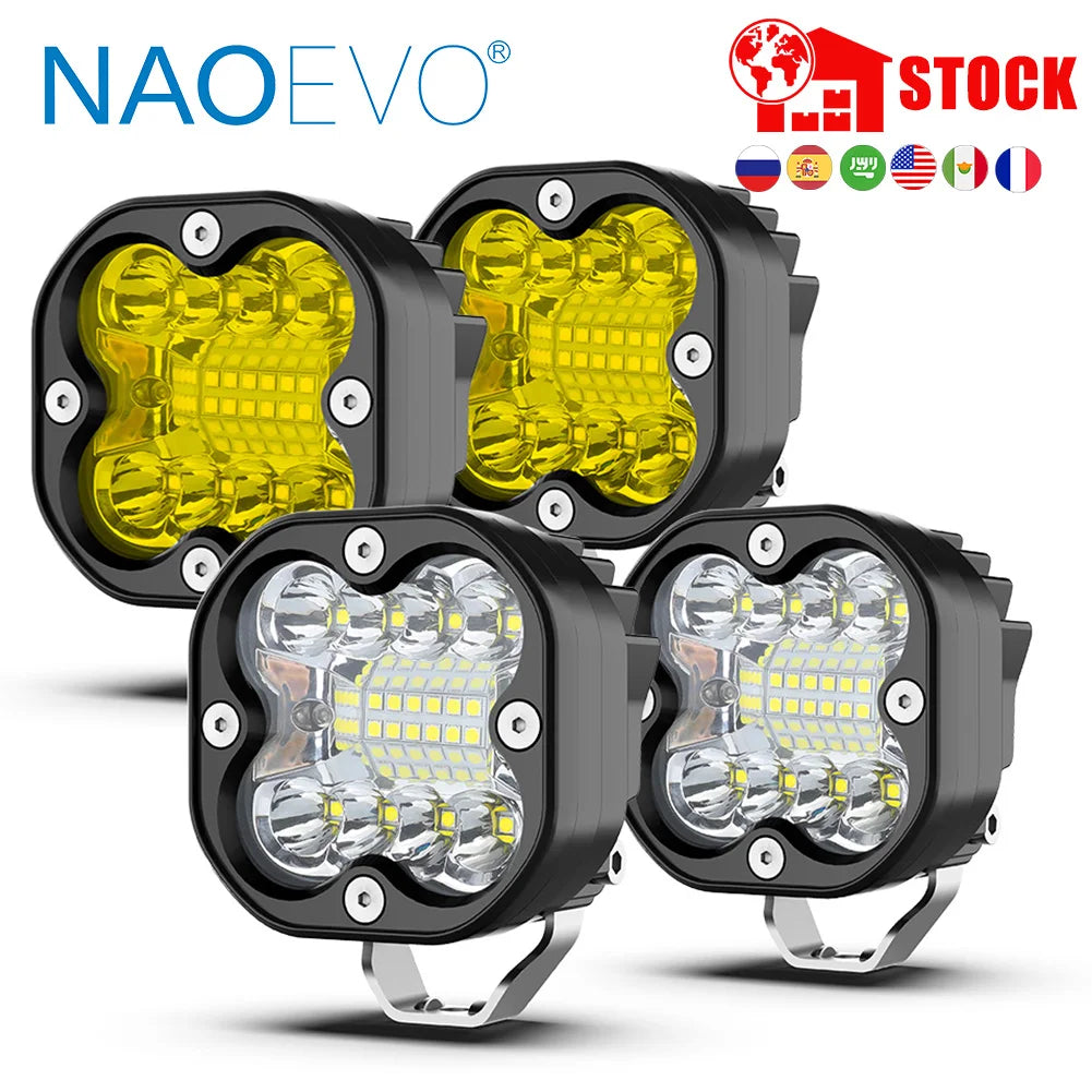 NAOEVO 3 Inch LED Work Spotlights 24V 120W Headlights for Off Road
