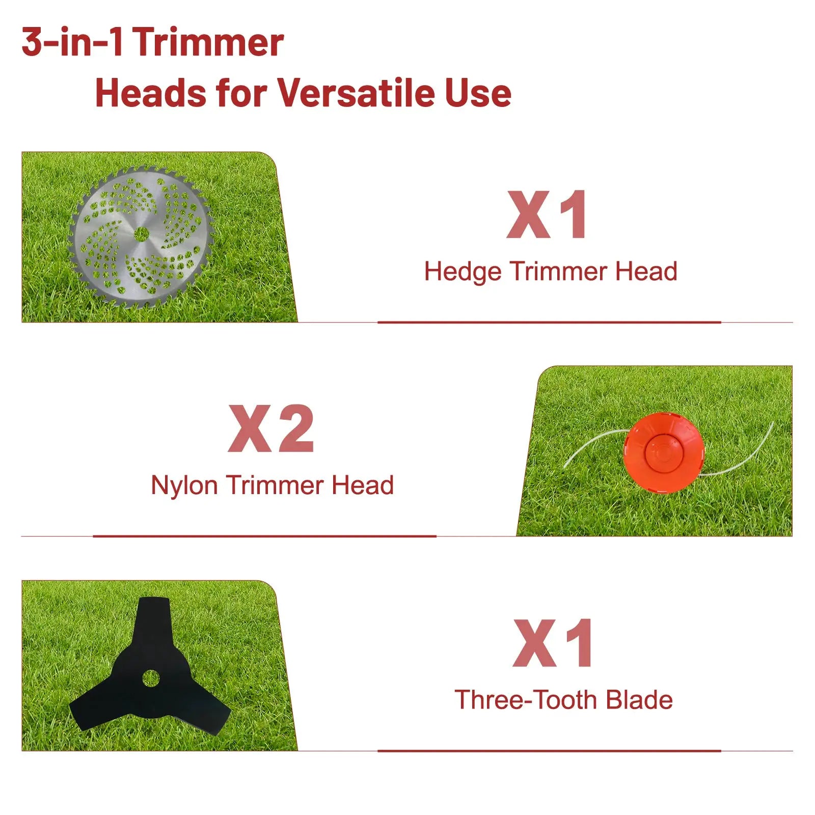 52cc 2-Stroke Gasoline Lawn Mower Gas String Trimmer 3-in-1 Adjustable Handheld Weed Eater with 4 Detachable Trimmer Heads by Beastly Survival Outlet