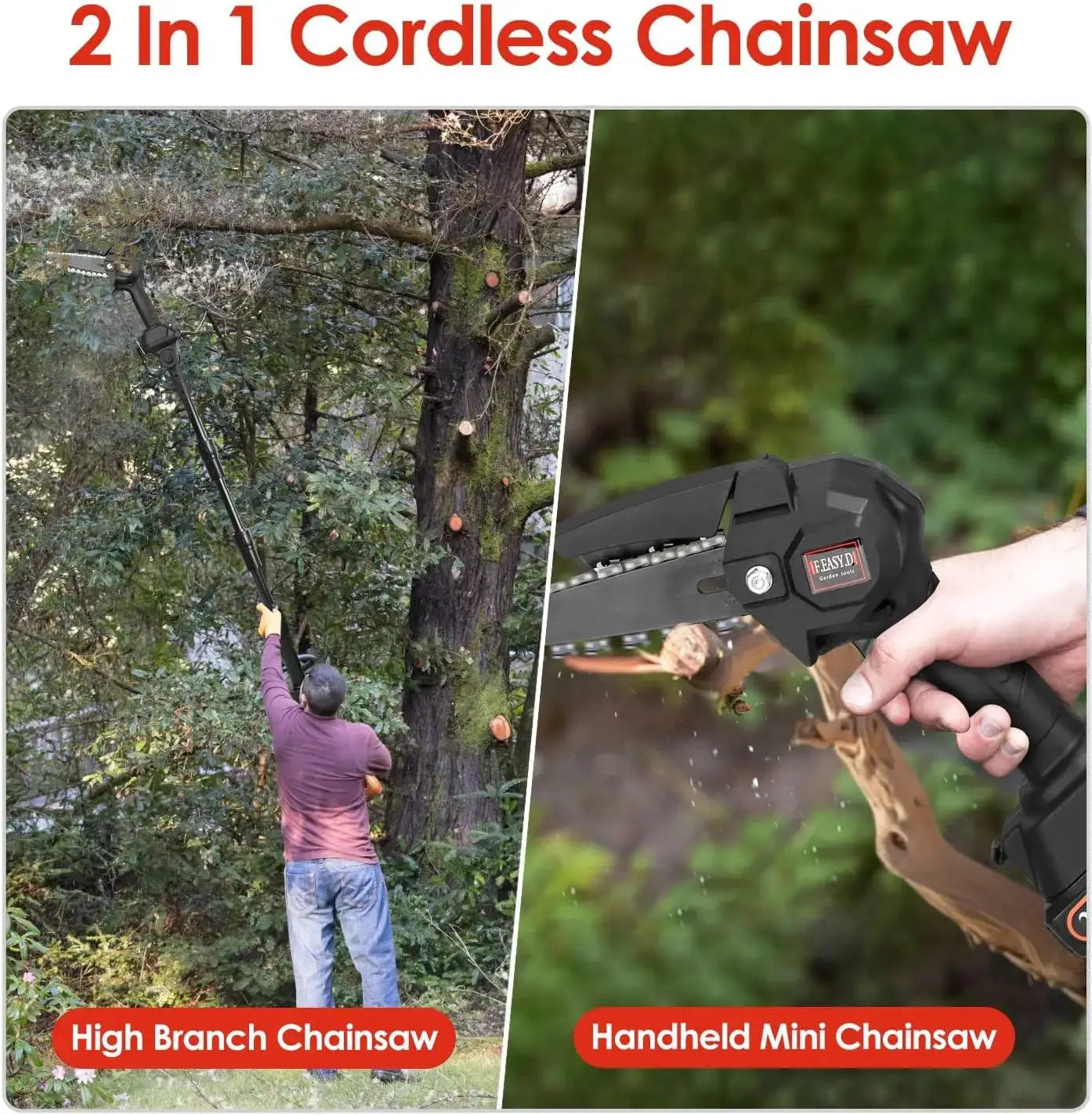High-branch Handheld Saw Mini Electric Rechargeable Lithium Battery Single-hand Saw Pruning Felling 2-in-1 Cordless Pole Saw by Beastly Survival Outlet