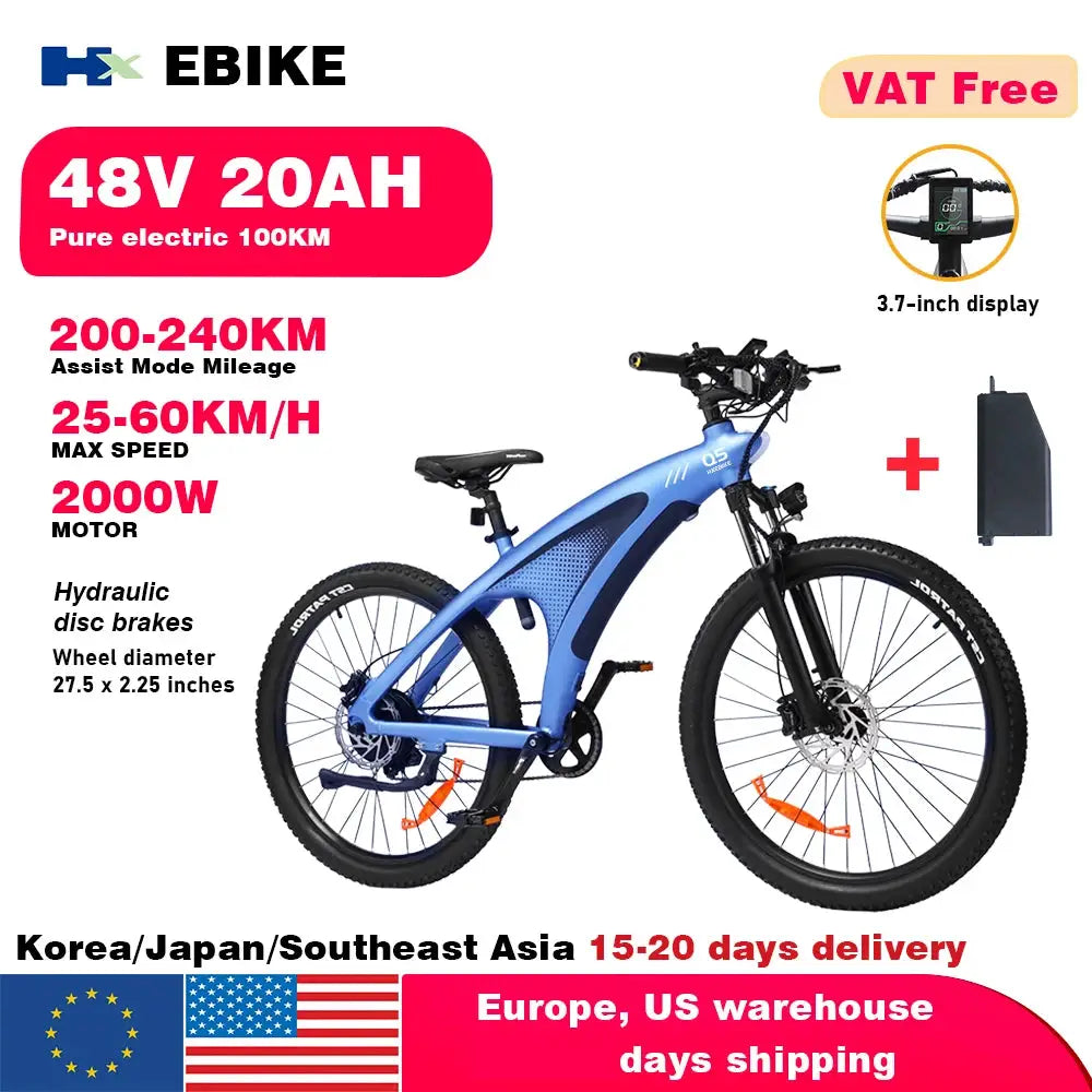 HX Q5 2000W Electric Mountain Ebike 27 5 Inch Off Road Tires by Beastly Survival Outlet