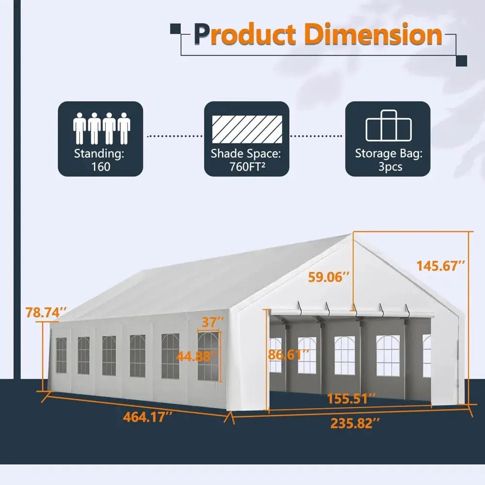 20x40ft Outdoor Heavy Duty Party Tent, Carport Wedding Event Shelter, Large Commercial Canopy with Removable Sidewalls, BBQ Wedd by Beastly Survival Outlet