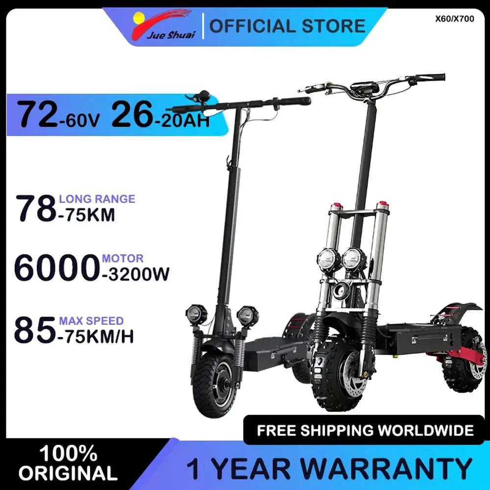 3200W/6000W Dual Motor Electric Scooter for Adults 20AH-26AH Lithium Battery Foldable Electric Scooter with Seat/No Seat by Beastly Survival Outlet
