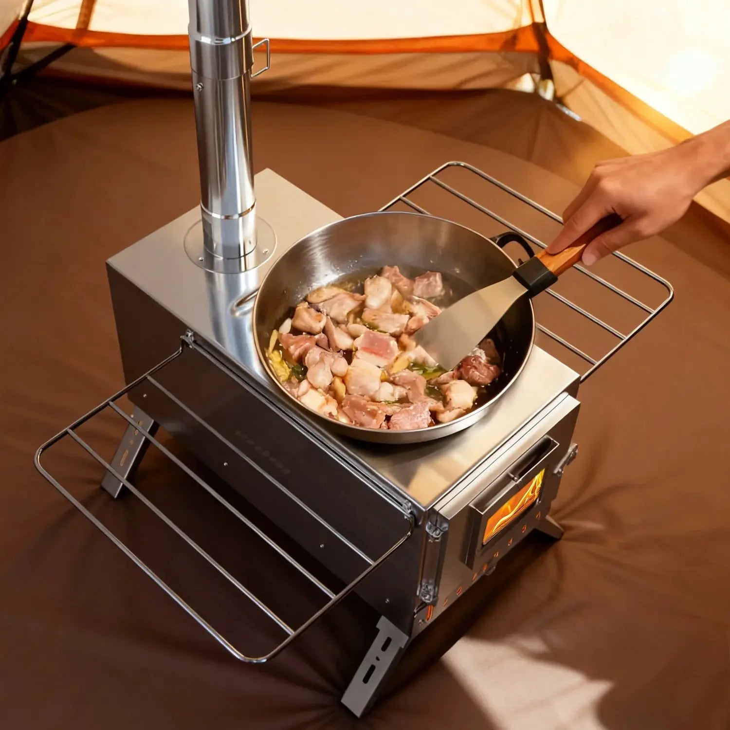 Portable Camping Tent Wood Stove for Outdoor Heating Stainless Steel Hot Tent Stove Burner Stove with 7 Chimney Pipes by Beastly Survival Outlet