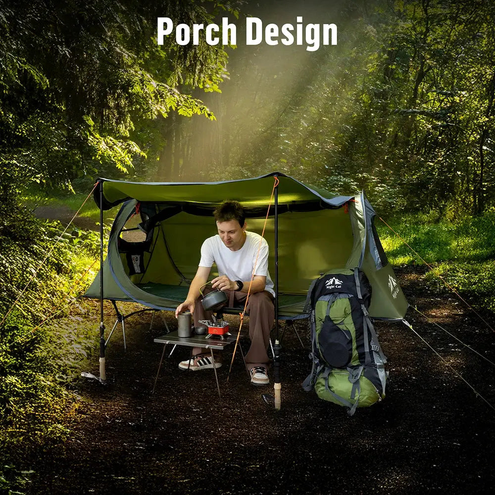 Night Cat Pop-up Camping Tent: 1 Person Tent Waterproof Instant Easy Setup Tunnel Tent Fits for Camping Cot (Excluded) by Beastly Survival Outlet