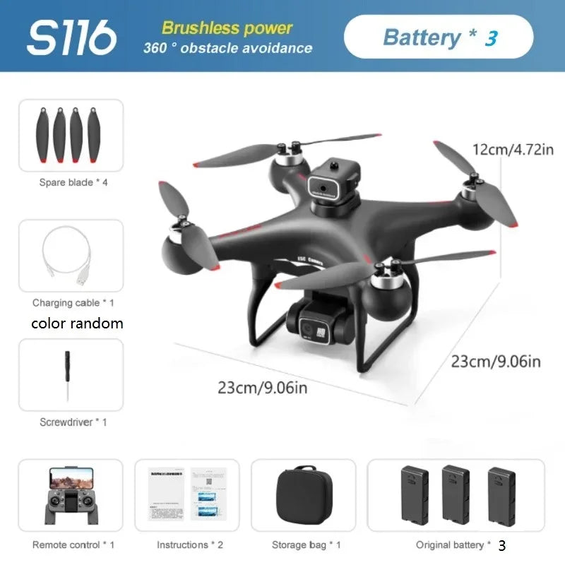 S116 Max Drone with 3 Batteries 8K Dual Camera and Obstacle Avoidance