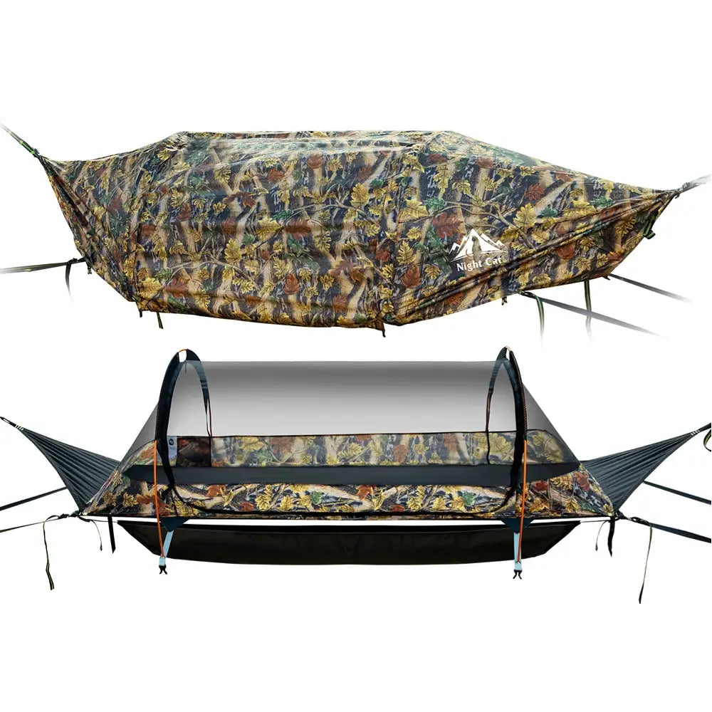 Night Cat Flat Lay Hammock Tent with Mosquito Net Waterproof Rainfly Storage Room by Beastly Survival Outlet