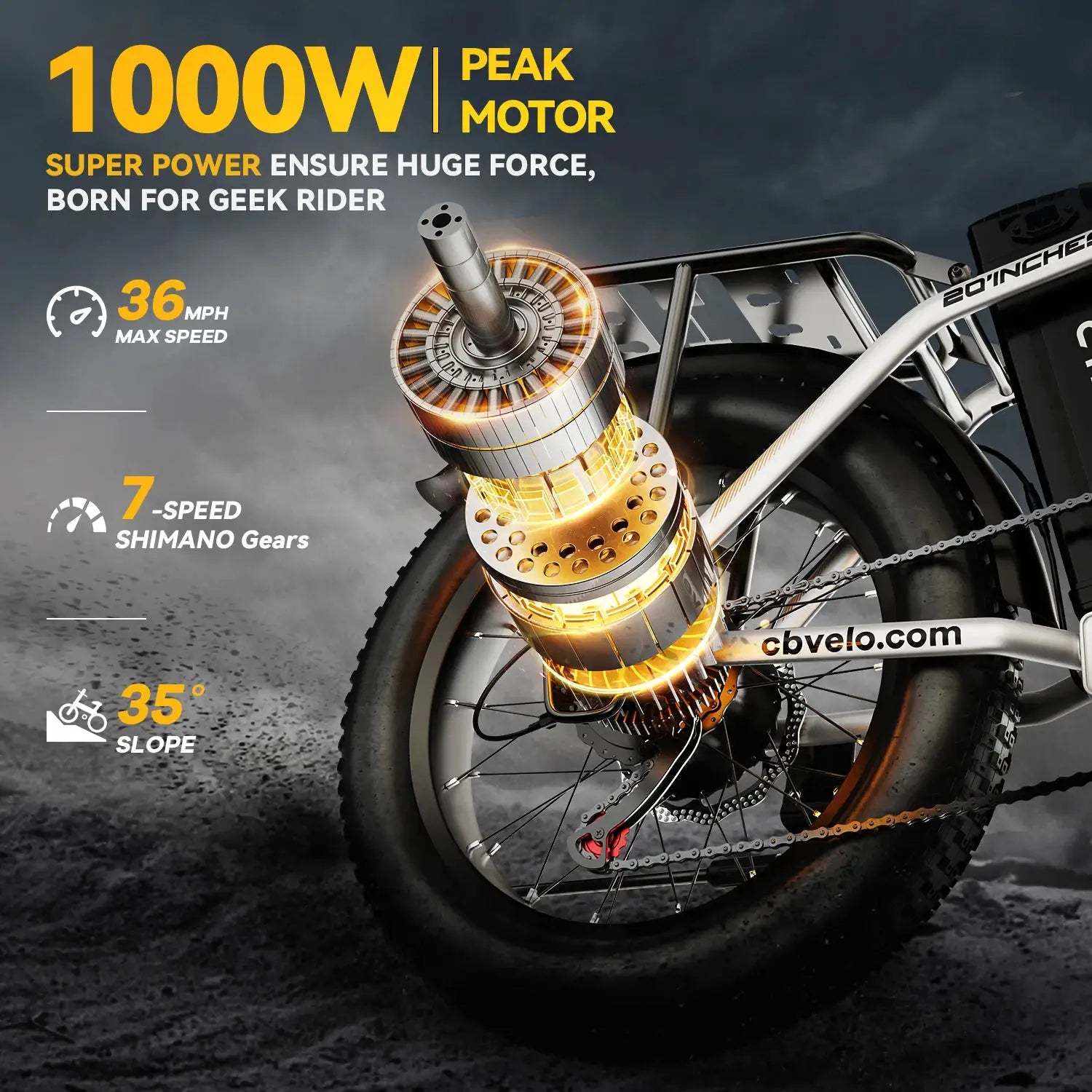 Cybervelo 1000W Peak Electric Bike for Adults Foldable 28+MPH 80Miles Removable Battery Fat Tire Off-road E-bike EK4 EK5 Mars700 by Beastly Survival Outlet