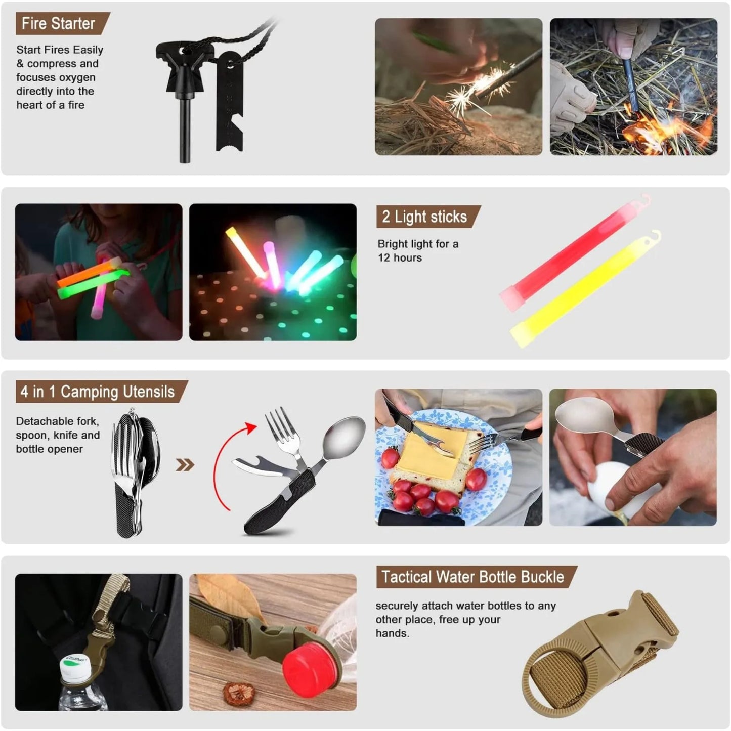 238 Piece Emergency Survival Kit with Tactical Molle Pouch