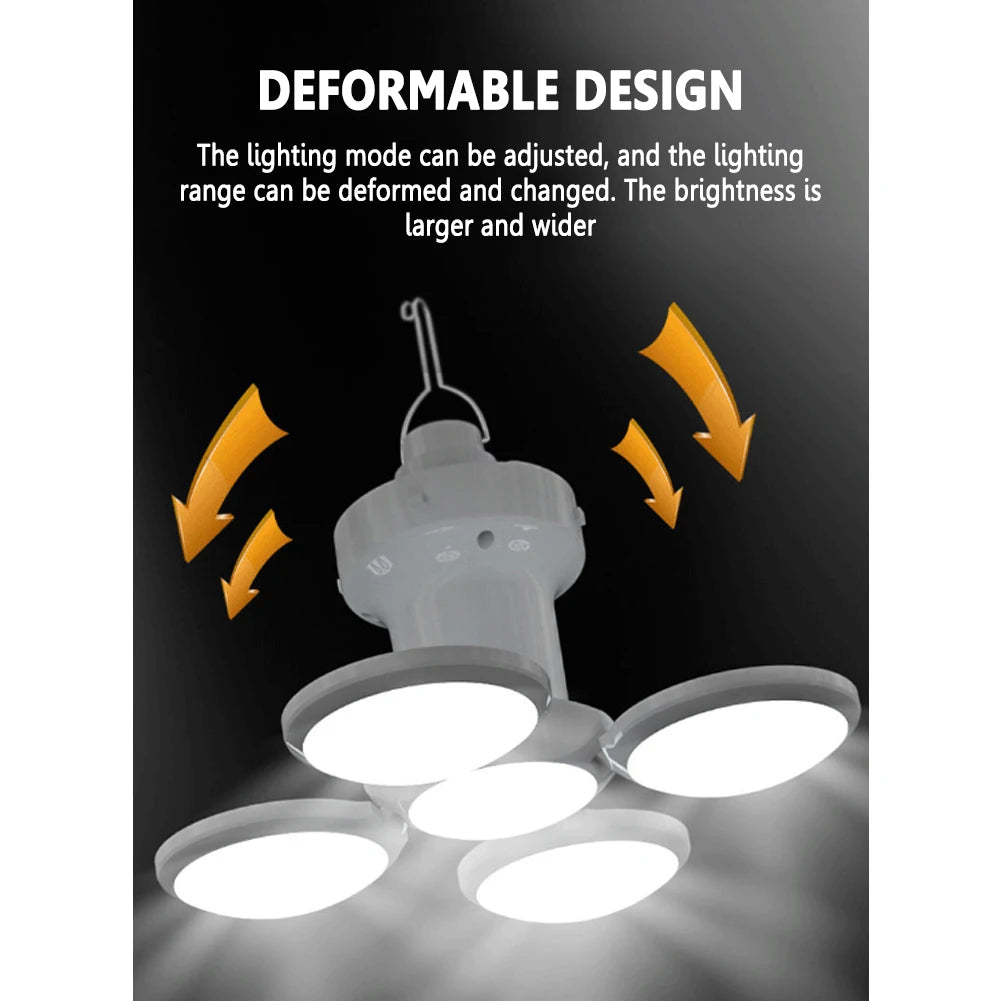 LED Solar Camping Light Bulb Portable Lantern Rechargeable Flashlight