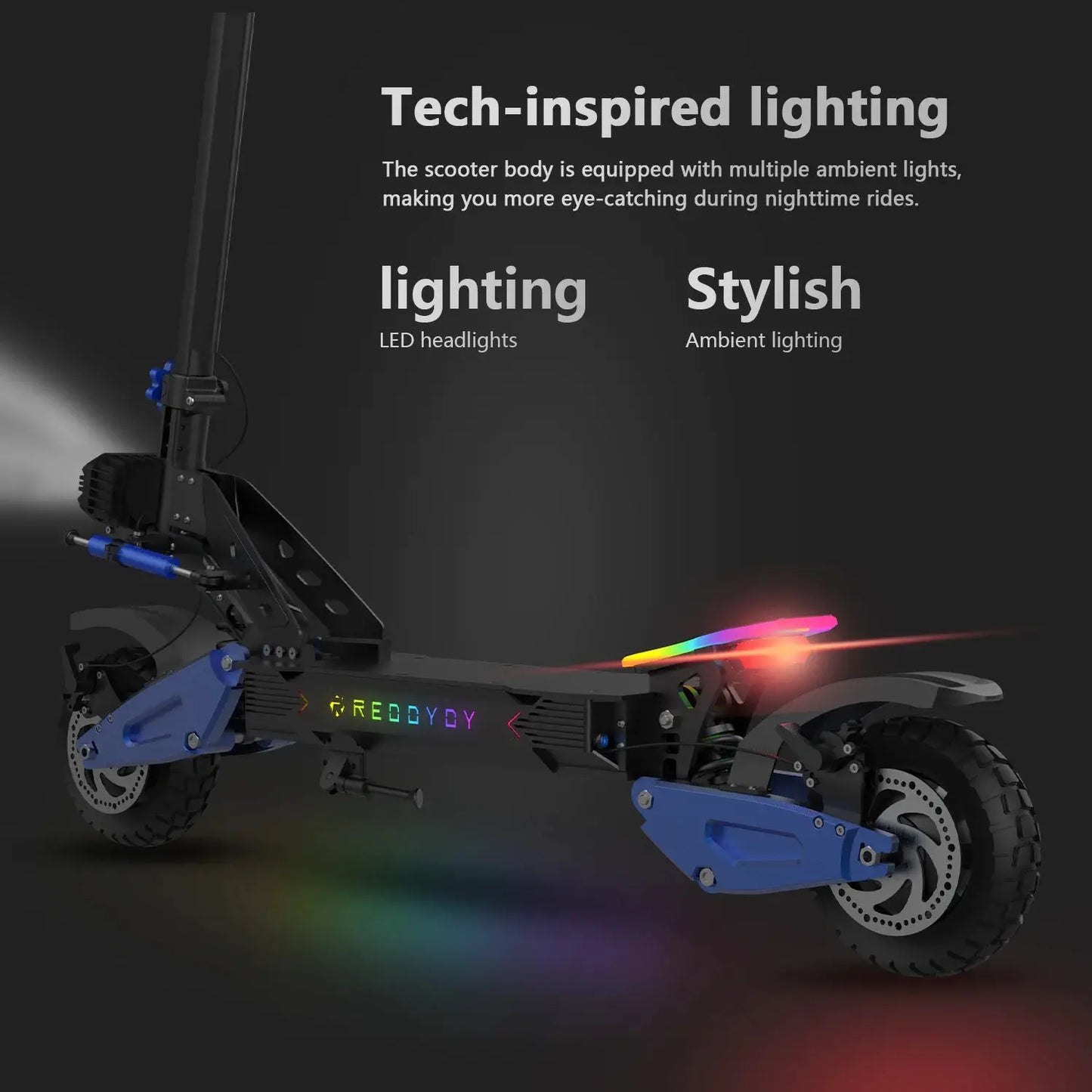 REDDYDY RD2 PRO Adults Electric Scooter 5000W Peak 50MPH Max Speed 60V25Ah Battery 55Miles Max Range 3 Riding Modes with APP Control NFC Unlocking 10.5" Off-Road Tires Dual Hydraulic Disc Brakes Dual Suspension E-Scooter RD2 by Beastly Survival Outlet